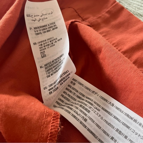 Abercrombie and Fitch Smocked Shirred Ruffle Tiered Mini Dress XS Rust Orange - Picture 8 of 9